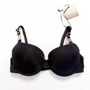 HONEY BIRDETTE BLACK SATIN EVERYDAY SMOOTH PUSH-UP BALCONETTE BRA